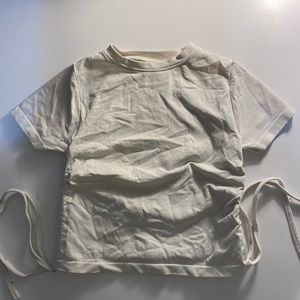 t shirt sinched on the sides crop top